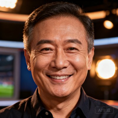 资深足球评论员王磊的头像照片，中年男性面带微笑，穿着深色衬衫，背景是演播室灯光。